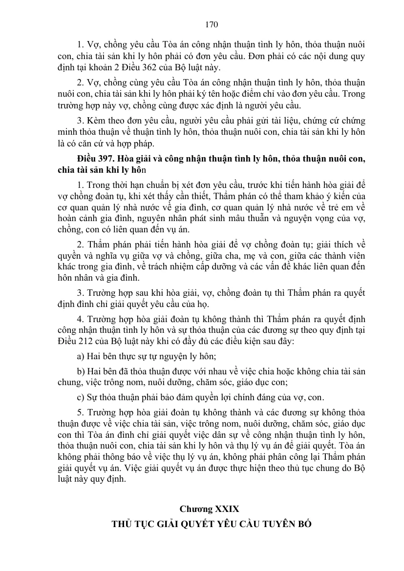 Printed page of the Civil Procedure Code with the article on reconciling and recognising a divorce by mutual consent.