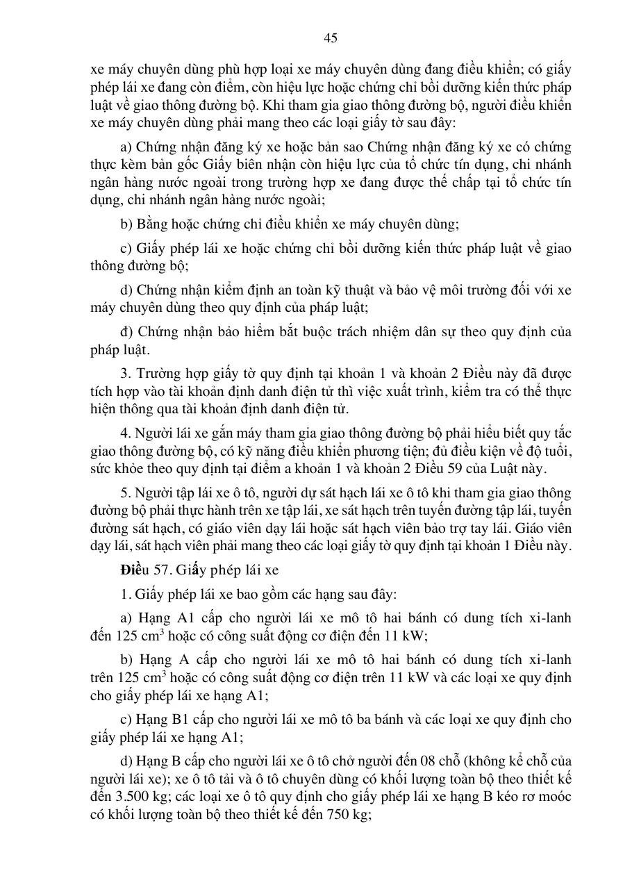 Printed page of the consolidated road traffic law where the article on driving licence classes begins